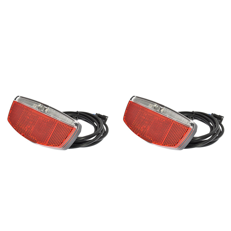 2X Ebike Tail Light Electric Bike Tail Light Input 6V-48V LED Light with Bicycle Reflector Electric Bike Tail Light