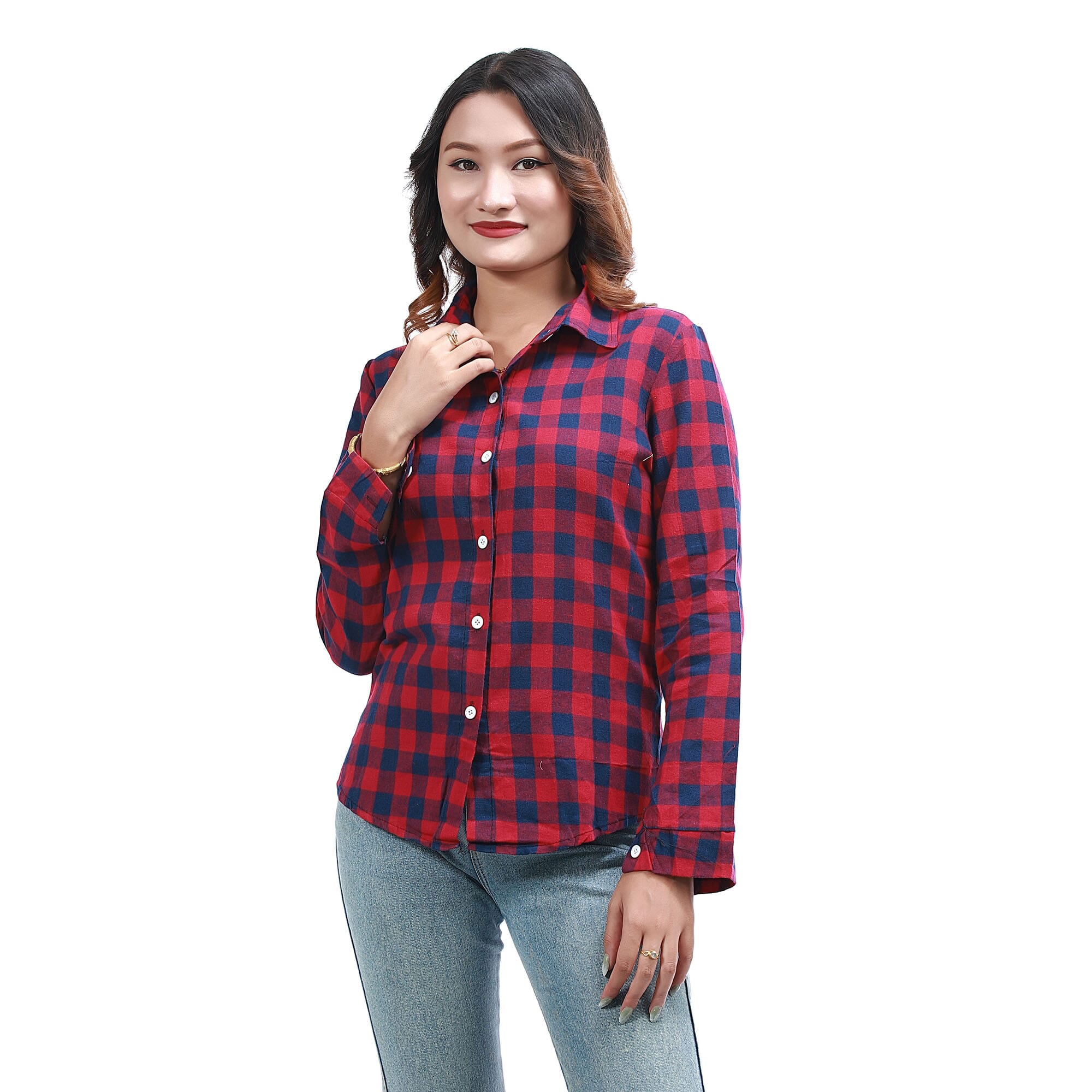 White Cotton O-Neck Full Sleeve Plain Tops For Women