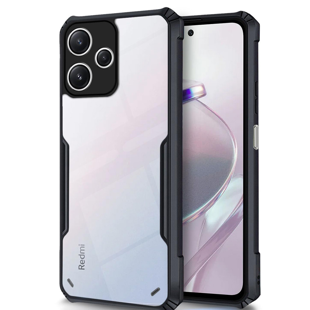 Poco M6 Pro 5G 5G, Redmi 12 5G Clear Tough Hybrid, Transparent Black Bumper Border