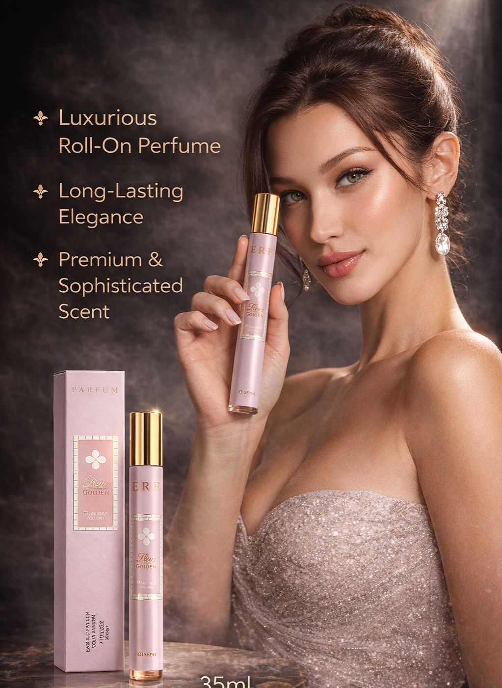Fleur Golden Long-Lasting Roll-On Perfume for Women | Luxury Floral Fragrance | 35ml
