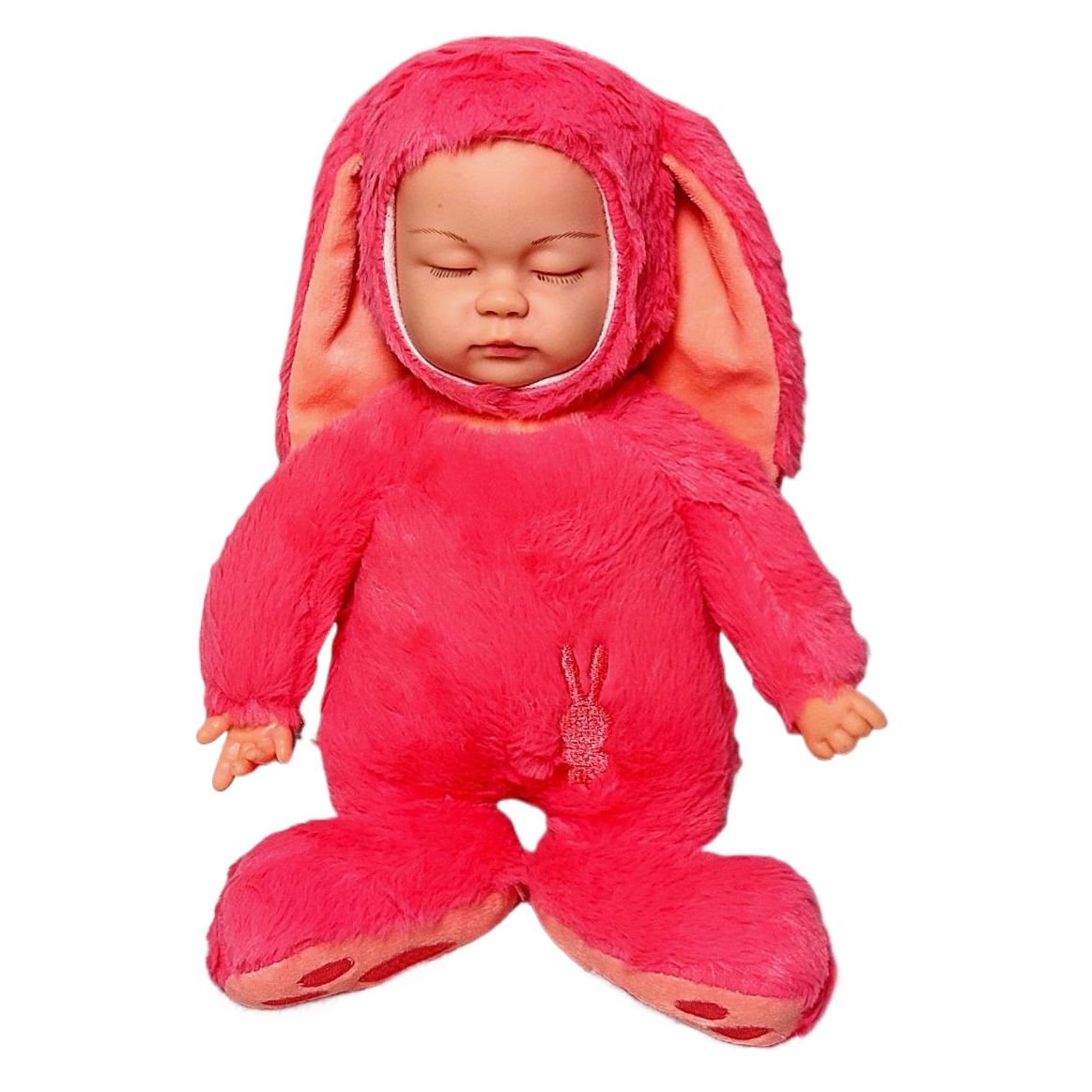 Realistic Small Newborn Sleeping Baby Soft Plush Rabbit Musical Toy - 35cm