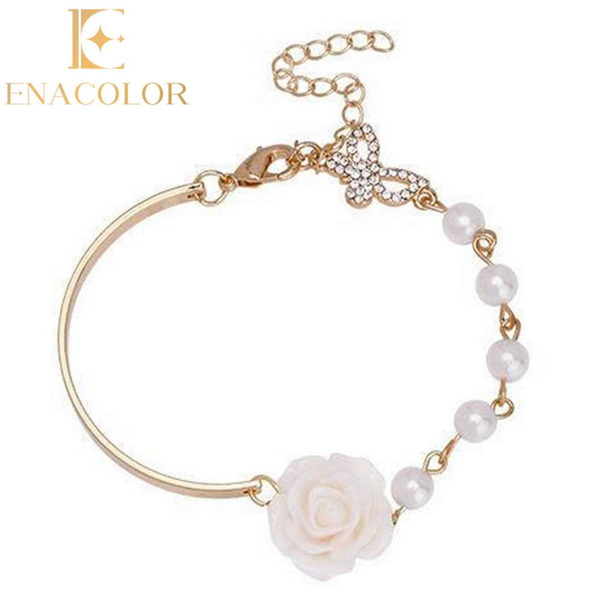 Enacolor Korean Baroque Bracelets Female Ins Girl New Red Rose Bracelet for Girls