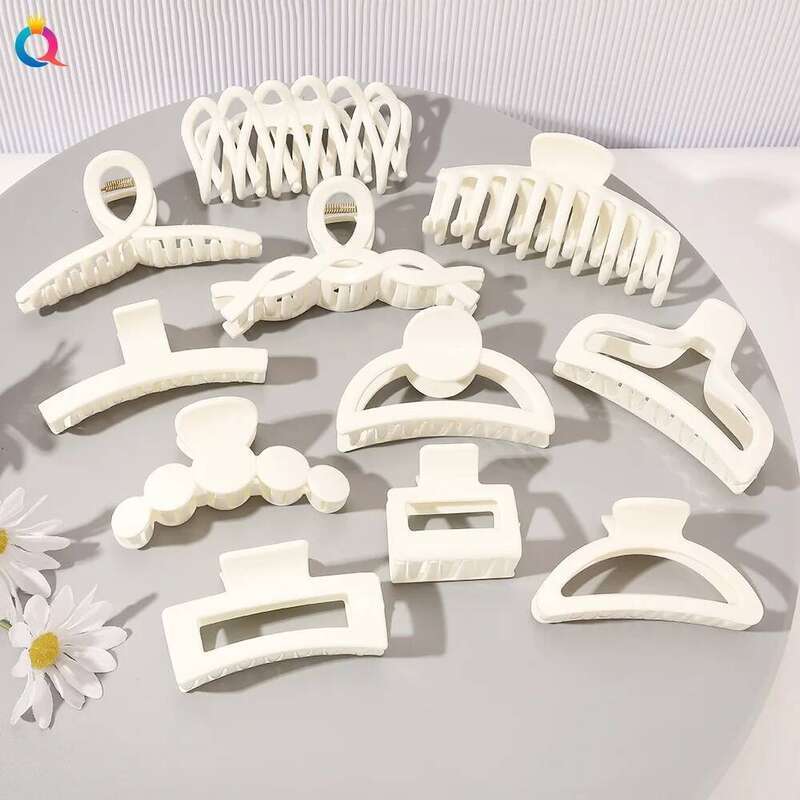 Korean Women Coffee Beige Medium Large Claws Acrylic Hairpins Barrette Crab Clips Headwear for Girls Hair Accessories