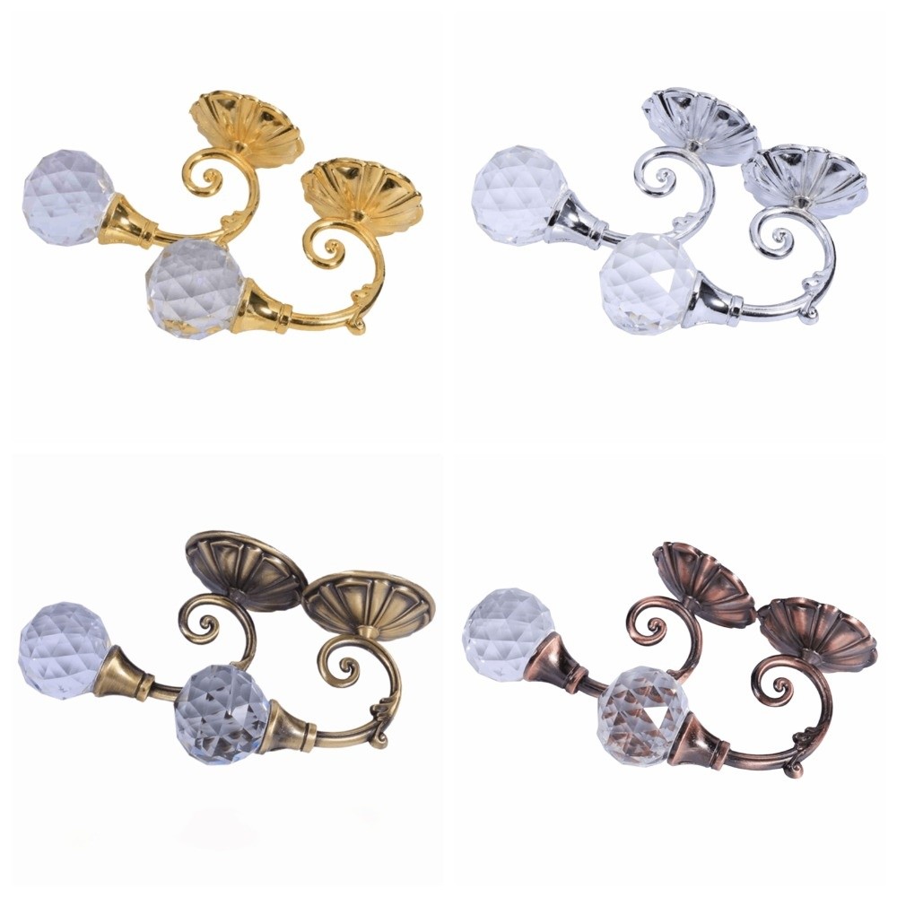 2 PCS High Quality Aluminum Crystal Curtain Hook Wall Mounted Multi-functional Curtain Holdback Retro Style Decorative Drapery Tie Back Hook Home Decor