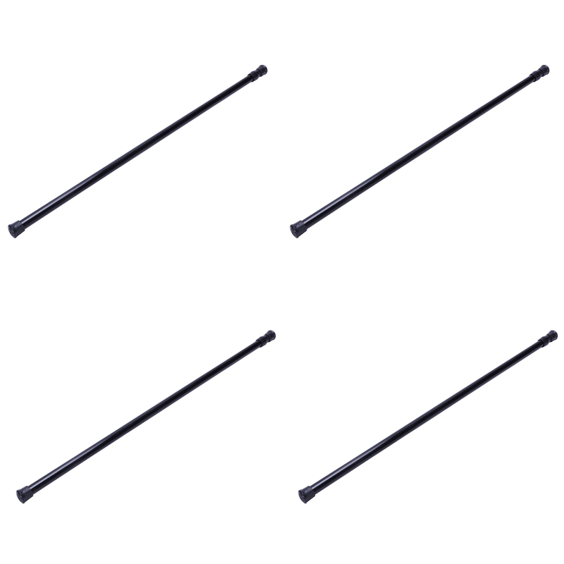 FORIDE 4X Extendable Telescopic Spring Loaded Net Voile Tension Curtain Rail Pole Rods,55-90cm,Black