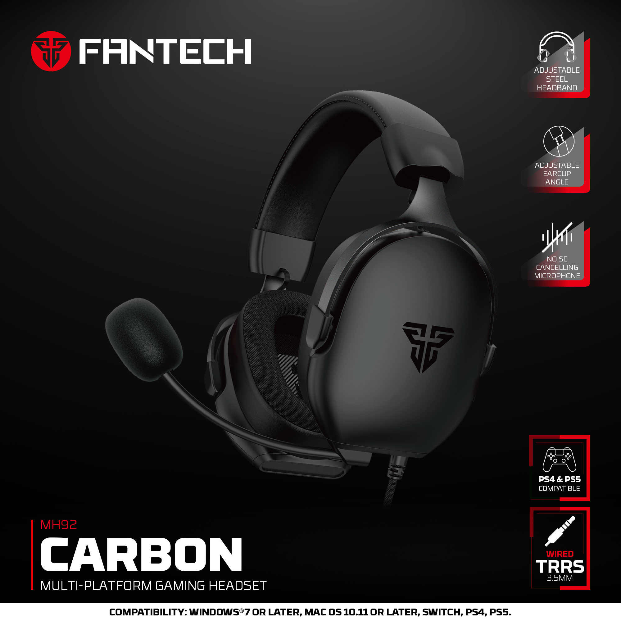 Fantech Hero Mh92 Carbon Multi Platform Gaming Headset