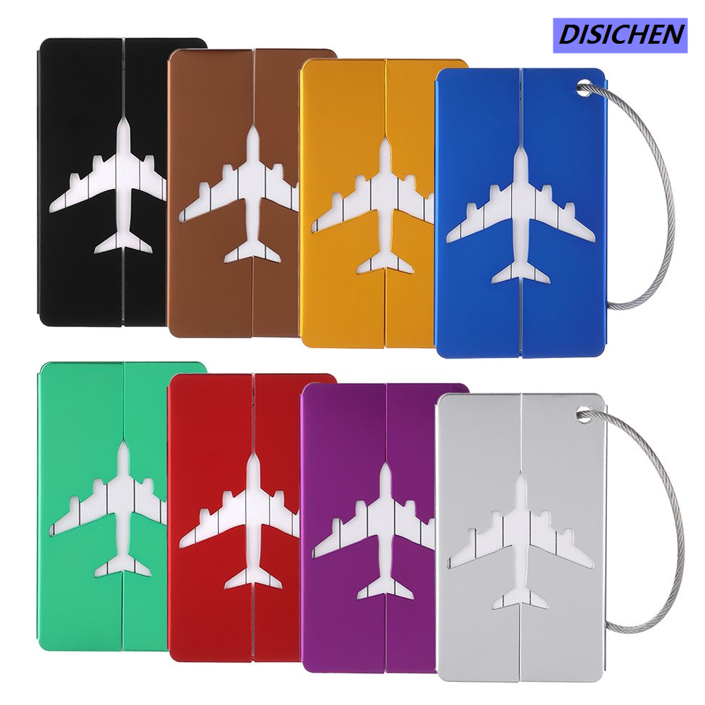 DISICHEN 【Must-Have Gadgets】 Reusable Metal Travel Luggage Tags Aluminium Suitcase Labels with Ropes Bag Tag Stainless Steel Loop Name ID Card for Suitcase