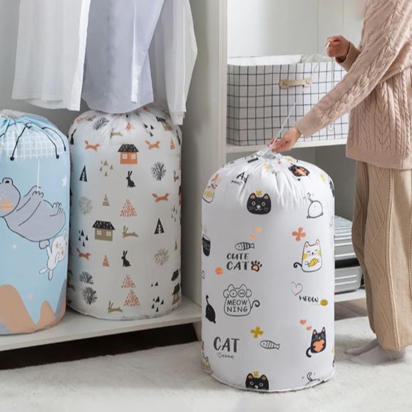 Pink Color Storage Bag For Blanket Or Clothes Cylinder Shape Waterproof And Dustproof