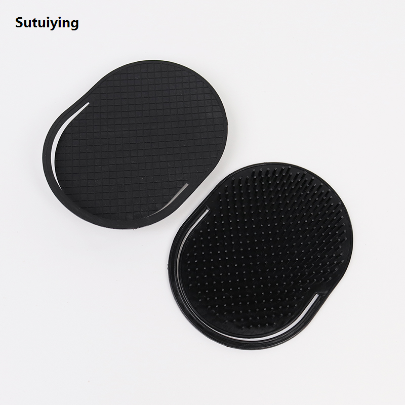 Sutuiying 1pcs silicone comb palm portable scalp massage black New style hair care travel portable brush hair styling tool