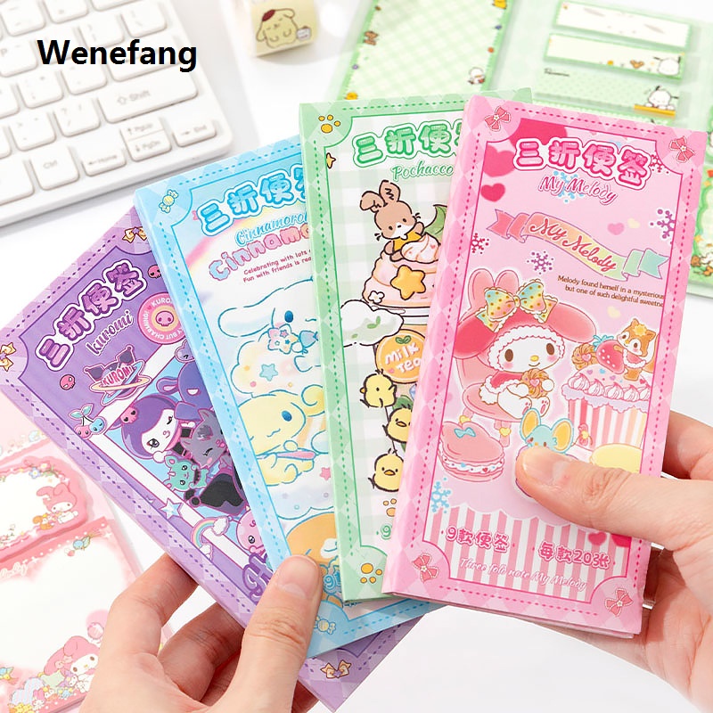 Wenefang 180 Pcs Kawaii Sanrio Kuromi Sticky Notes Cinnamoroll Melody Pochacco 2025 New Multi-purpose Cute Sticky Notes Student Office Stationery