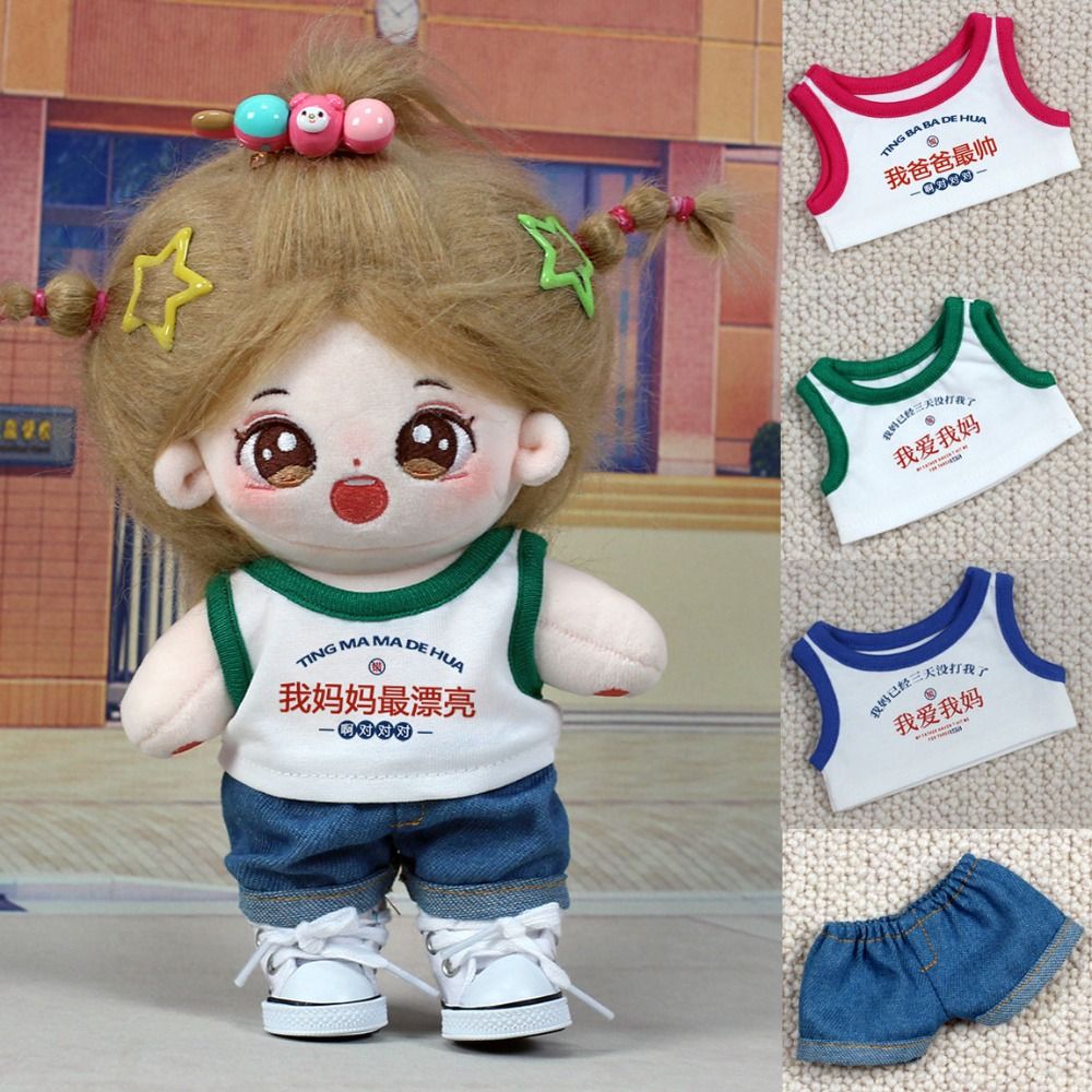 High Quality Cute Doll Tank Top Clothes Accessories 16 Styles Jeans Shorts DIY Clothes for 20cm Cotton Dolls