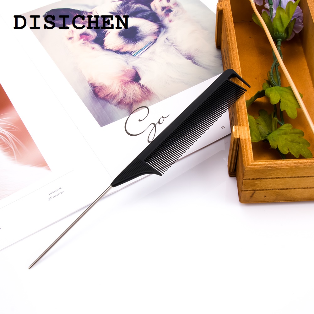 DISICHEN 【2025 Version】 1PCs 220x28x4mm Black Fine-tooth Metal Pin Anti-static Hair Style Rat Tail Comb Hairdressers Hair Styling Tool For Beauty New