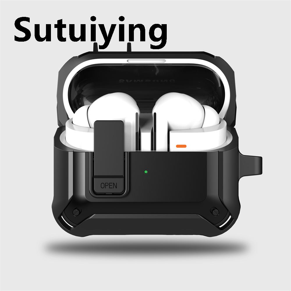 Sutuiying Armor Secure Lock Case for buds3 pro samsung case Shockproof Protect Portable Luxury Cases For Galaxy Buds 3/Buds3 Pro 2024 Case for men
