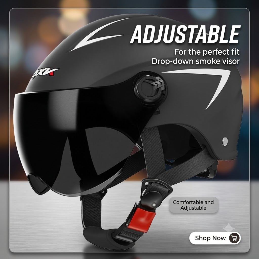 AXK 3C Certified All-Season Safety Helmet Tawny Visor for Men Women Electric Motorcycle Half Helmet Sun Protection Cycling Riding 666A Bles Online