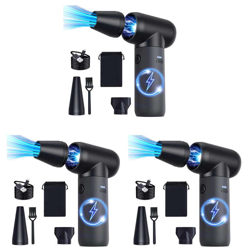 Pullhee-3X Compressed Air Duster,180000RPM Dryer Blower,3 Gear Electric Air Duster,for Car Dry,Keyboard Computer Cleaning
