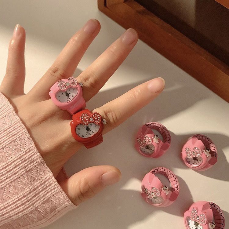 [Hot selling all over the internets] Cute kitty Cat Watch Ring Versatile Niche Finger Watch Retro Creative Electronic Watch [Top-notch quality]
