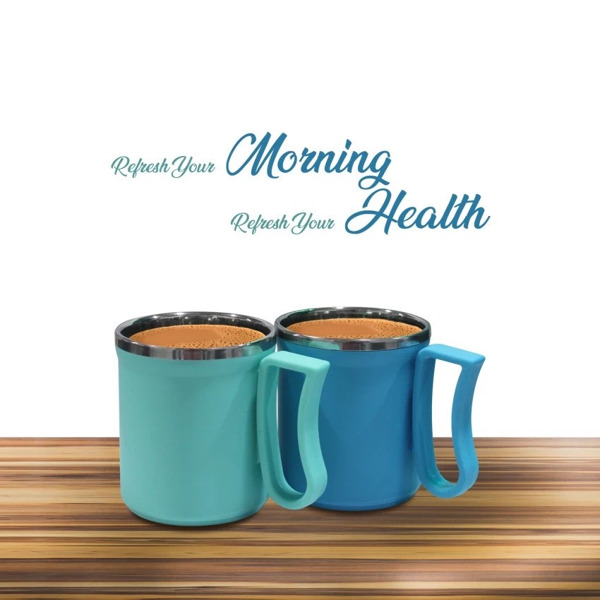 Good morning Tea/Coffee MUG 2 pcs set (Multicolor ) Stainless Steel inner