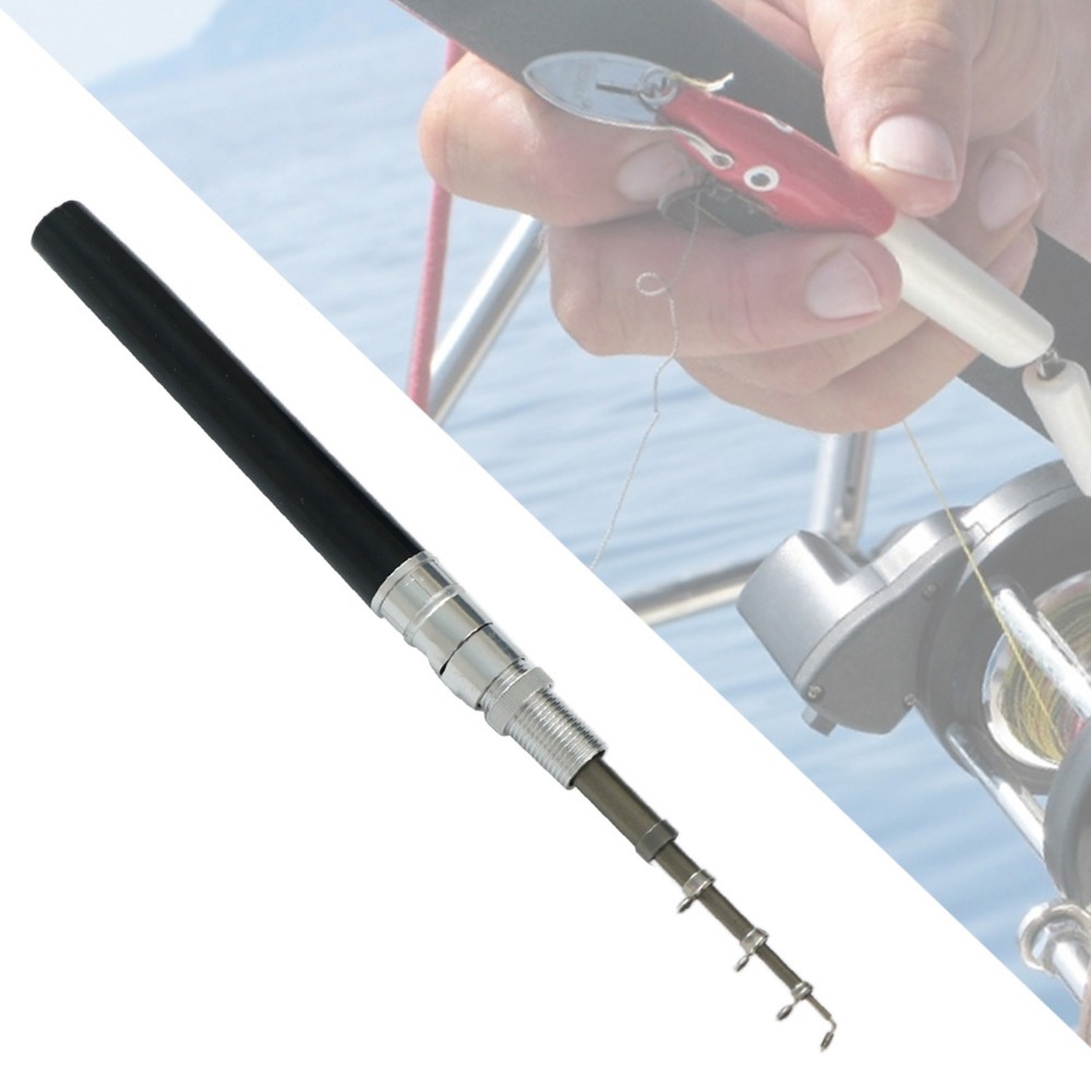 Portable Aluminum Alloy Pen Shape Fishing Rod Lightweight Telescopic Pole Pocket Fishing Rod Mini Fishing Rod Freshwater Fishing
