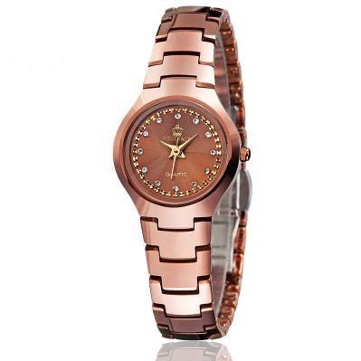 Round Dial Stylish Design Round Shape Coffee Color Stanless Steel Quartz Moment Waterproof Watch For Women || Sold By Watch House