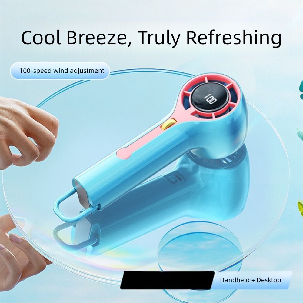 Powerful 100Gears Adjustable Mini Handheld Fan Low Noise Fast Cooling Small Electric Fan Rechargeable High Wind Mini Air Cooler Camping