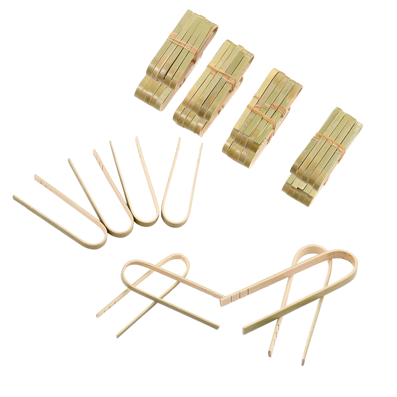 Kqueebee 120 Pack Mini Bamboo Tongs, 4 Inch Disposable Tongs, Eco-Friendly Mini Disposable Bamboo Utensils Toast Tongs