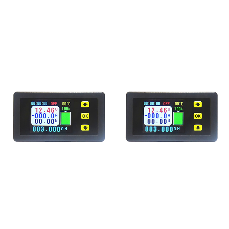 OUMERY 2X VA7510S Voltage and Current Meter,100A 6-75V/0V-120V DC Ammeter Voltmeter Monitor Output Battery Charge and Discharge