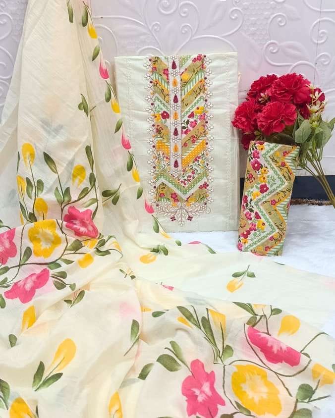 Fabdale Pure Cotton Printed Unstitched Salwar Drsmtl with Dupatta | Casual & Traditional Wear (KRSN-001)