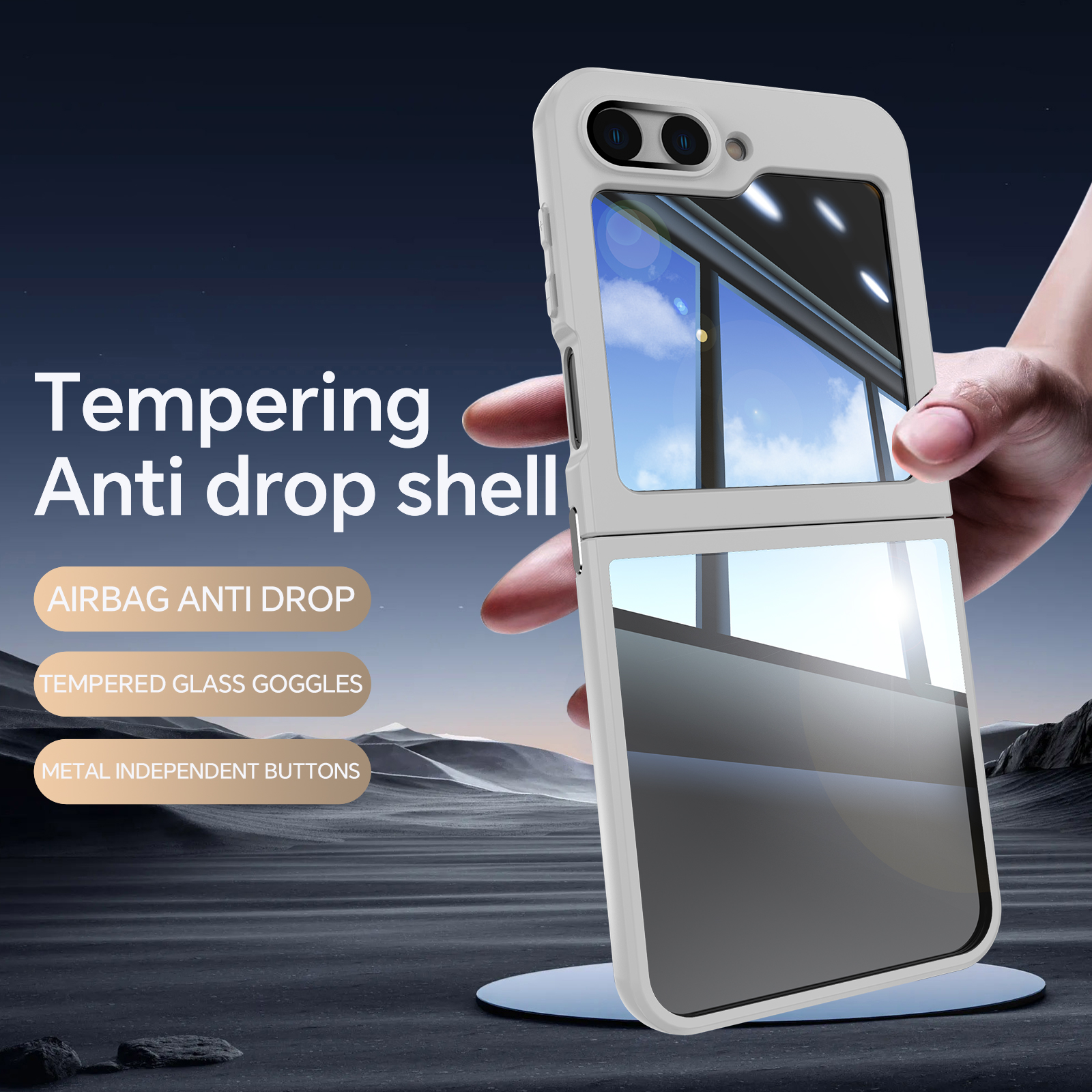 HODON Luxury Armor Clear Metal Camera Protection Case for Samsung Galaxy Z Flip 6 Z Flip5 zflip6 5 Cases Transparent Acrylic PC Shockproof Cover