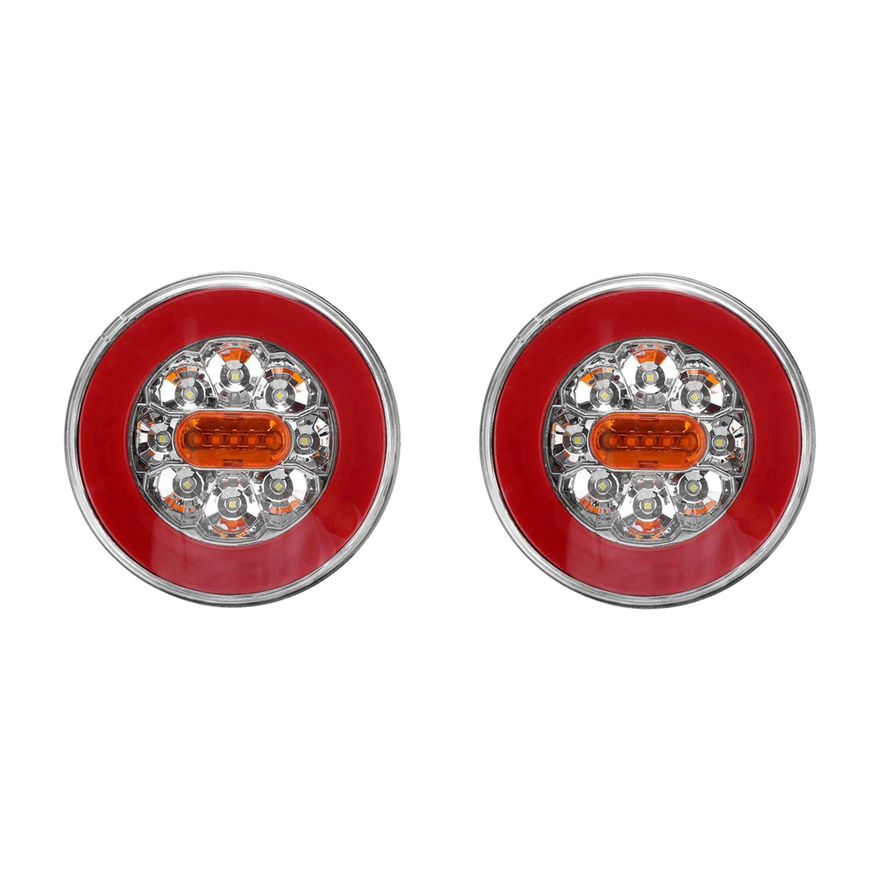 4X Round LED 4 in 1 Truck Tail Light 12-24V Dynamic Tail Turn Signal Reverse Rear Brake Stop Light for Trailer Lorry RV