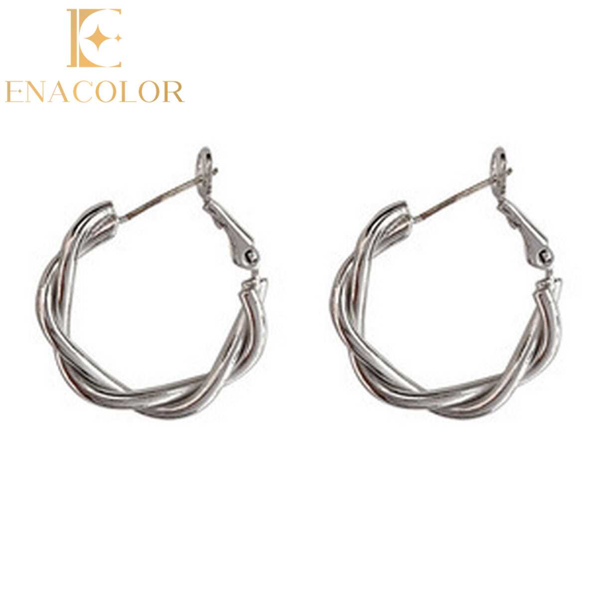 Enacolor Elegant Golden Metal Earrings Geometric Twist Earing New