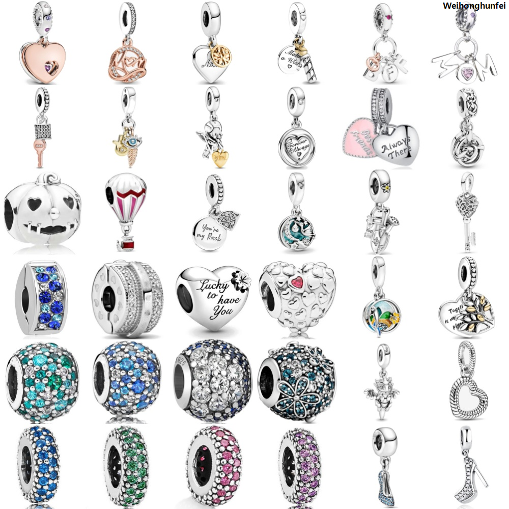 WeihonghunfeiFifty percent discount Hot Selling 925 Silver Green, Blue Bead High-heeled Shoe Pendant Suitable for European Original Bracelet DIY Exquisite Jewelry