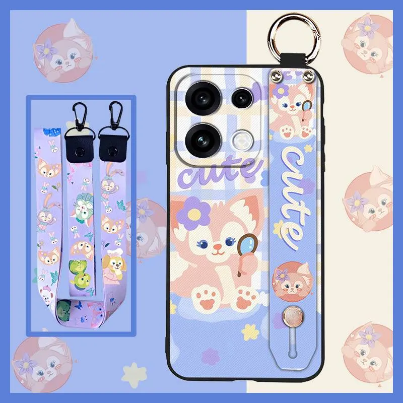 Cute Phone Holder Phone Case For Oppo Reno16 5G China Cartoon Ring Back Cover Silicone Soft case Wristband Lanyard