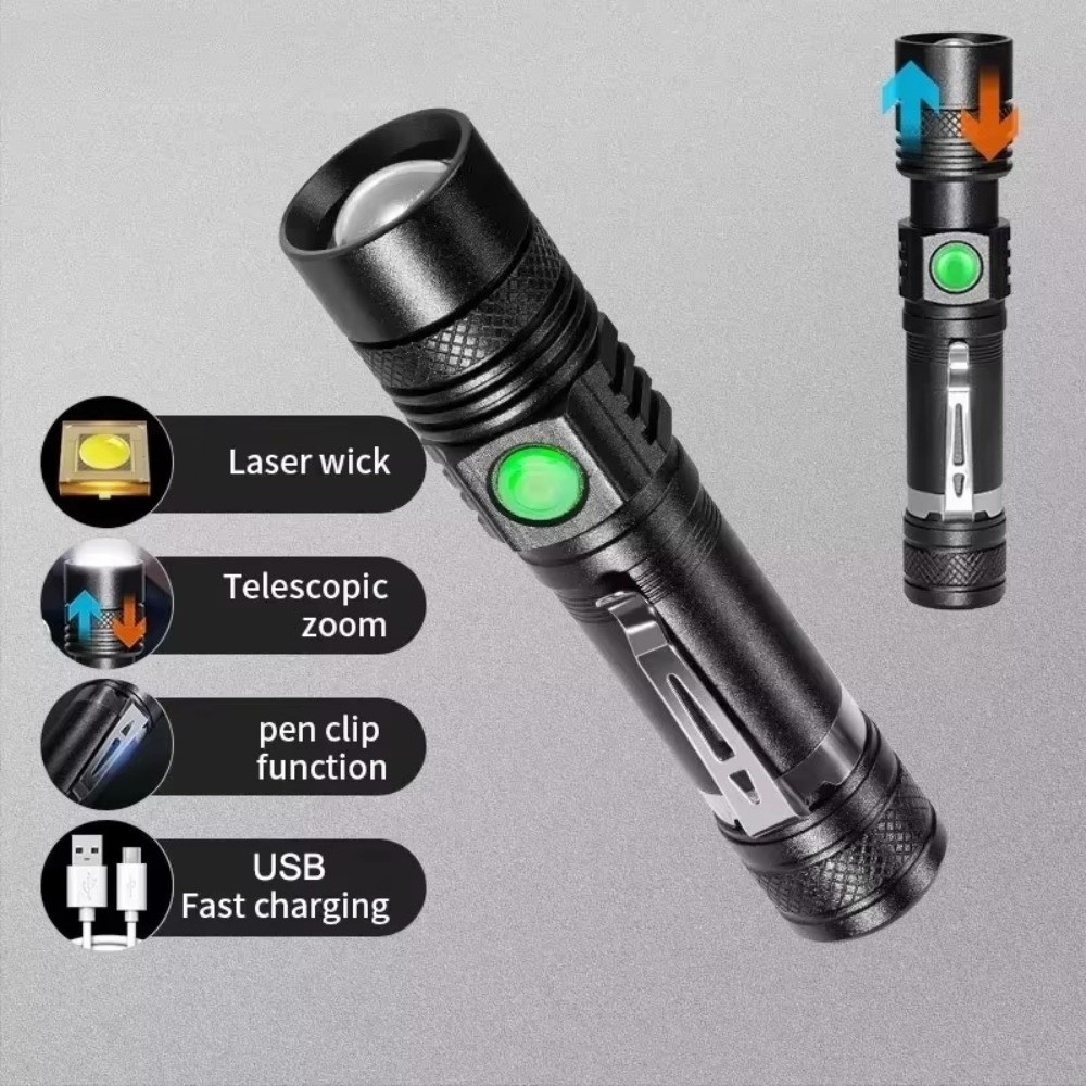 Portable LED Light Ultra Bright Flashlight Rechargeable 18650 Battery LED Torch Water Resistant Long Lasting Bicycle Light