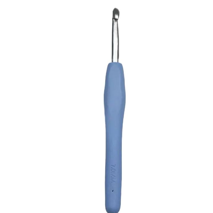 Crochet Hook Knitting Needle 1 Piece Size 7 MM Color Blue Rubber Handle Strong Metal Body
