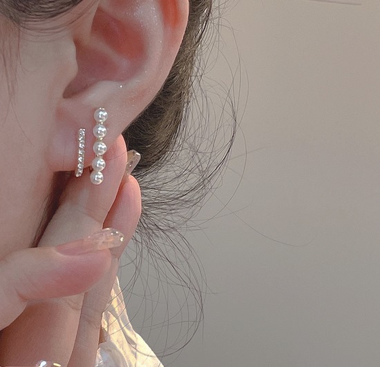 1 Pair Simple And Elegant Gold Pearl Crystal Stud Earring For Women - Perfect For Anyday