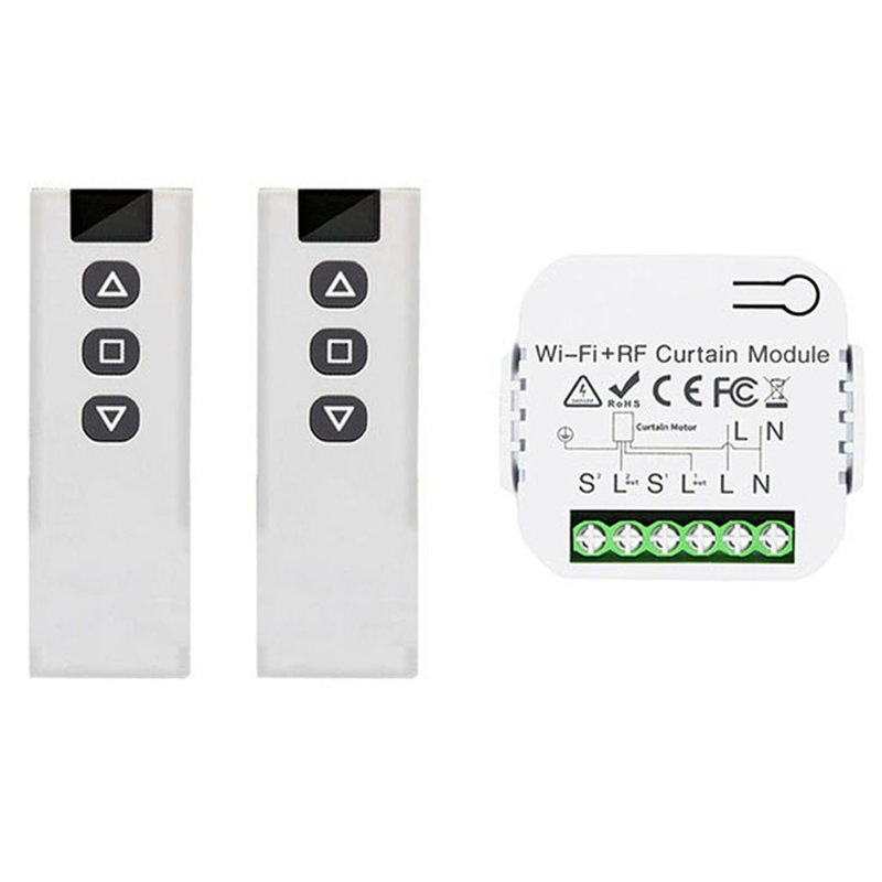 NAMUNY Tuya Smart Life WiFi 433Mhz Blind Curtain Switch with RF Remote for Electric Roller Shutter Control, 2RC 1RE