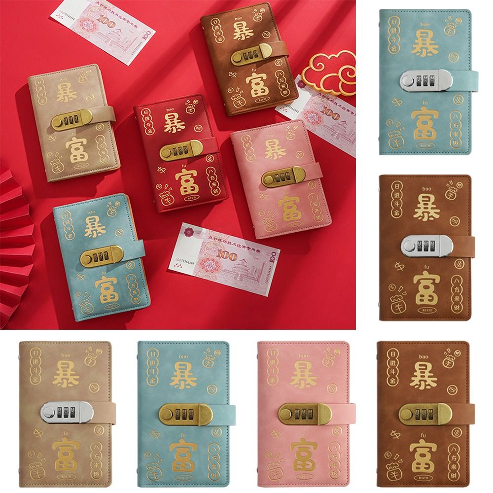 Gifts With Password Lock 100 Envelopes Money Saving Challenge Get Rich PU Savings Binder Portable Waterproof Mini Binder Savings Challenge Couples