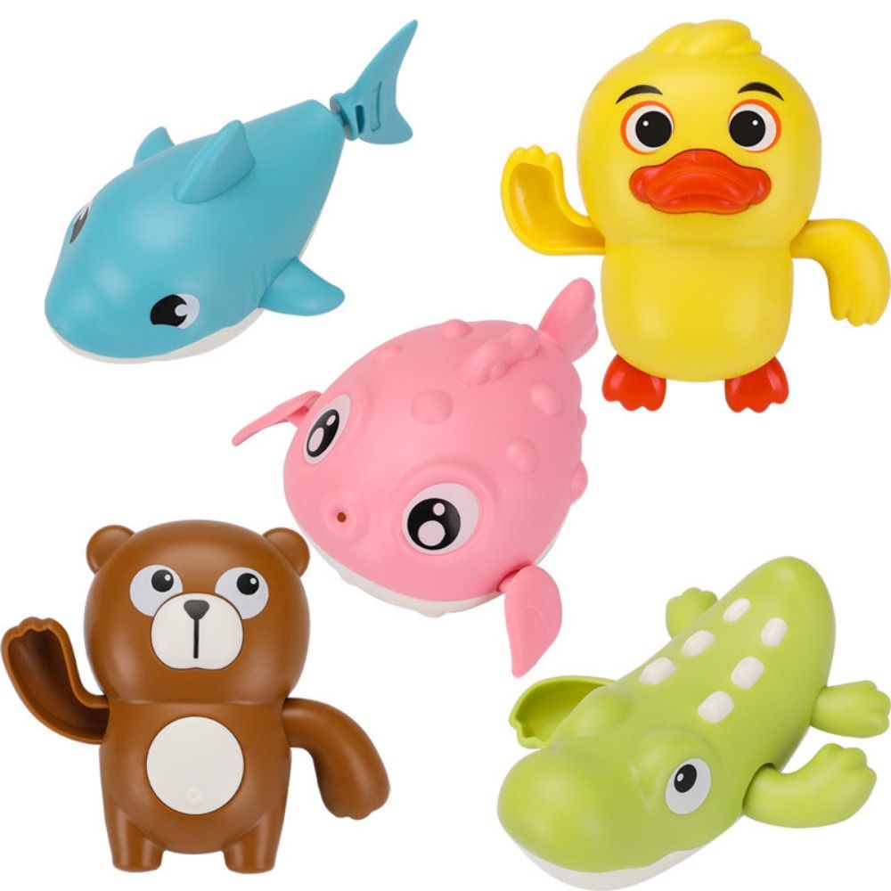 4 Pcs Cartoon Clockwork Toddler Bath Toys Waterproof Durable Bath Wind Up Toy Thicken Rust-proof Water Floating Toys Girls