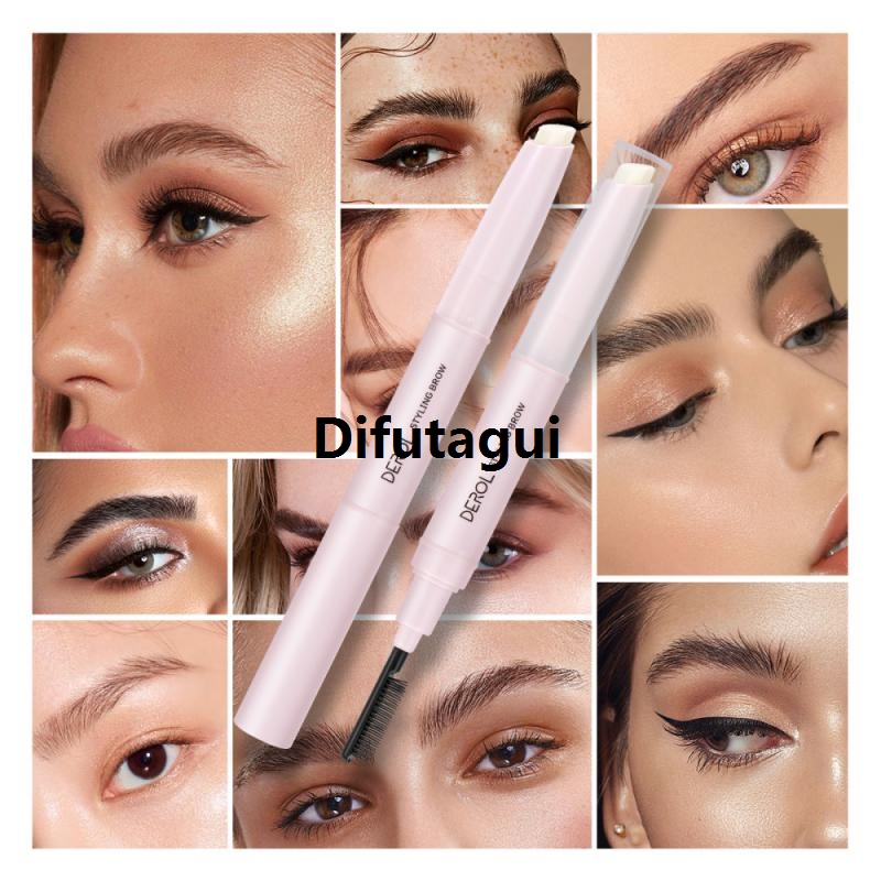 Difutagui Eyebrow Gel Brows Wax Pencil Double Head Waterproof Long-Lasting Special Wild Brow Styling Soap Eye Brow Shaping Brush Women's Cosmetics