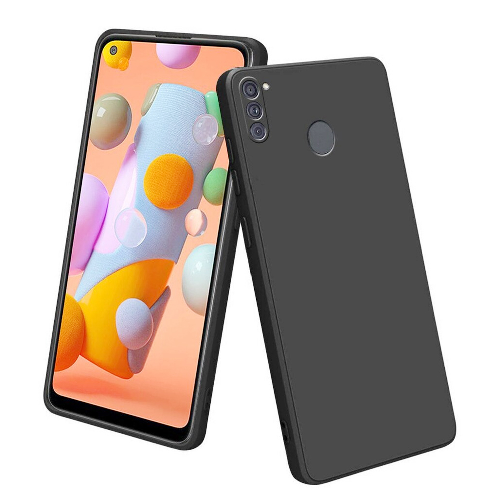 Silicone Case for Samsung Galaxy A11 / M11 - Camera Protective Flexible Phone Back Cover - Black