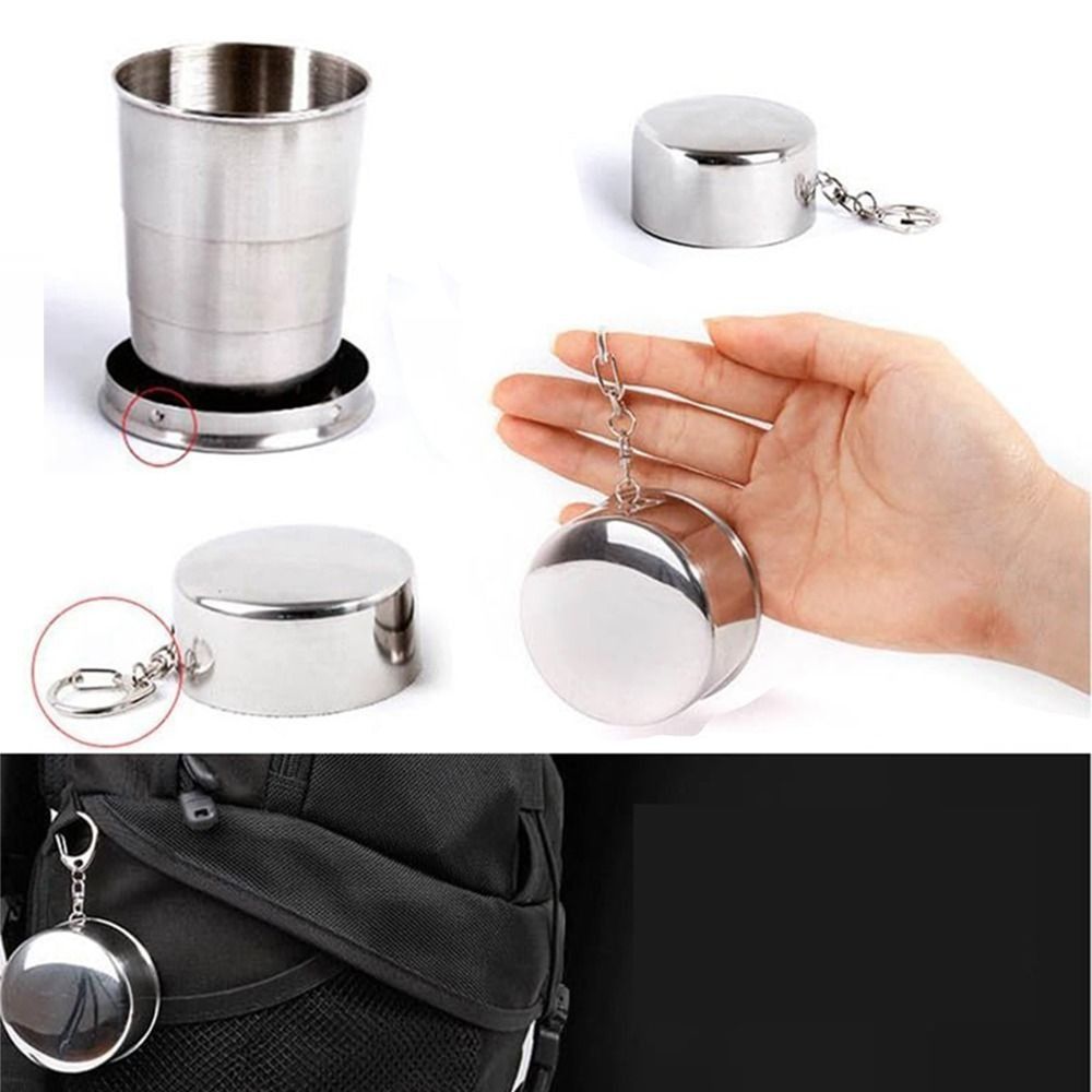 Multifunctional Stainless Steel Folding Cup Collapsible Portable Camping Mug Stackable 3 Size Outdoor Telescopic Cup Travel