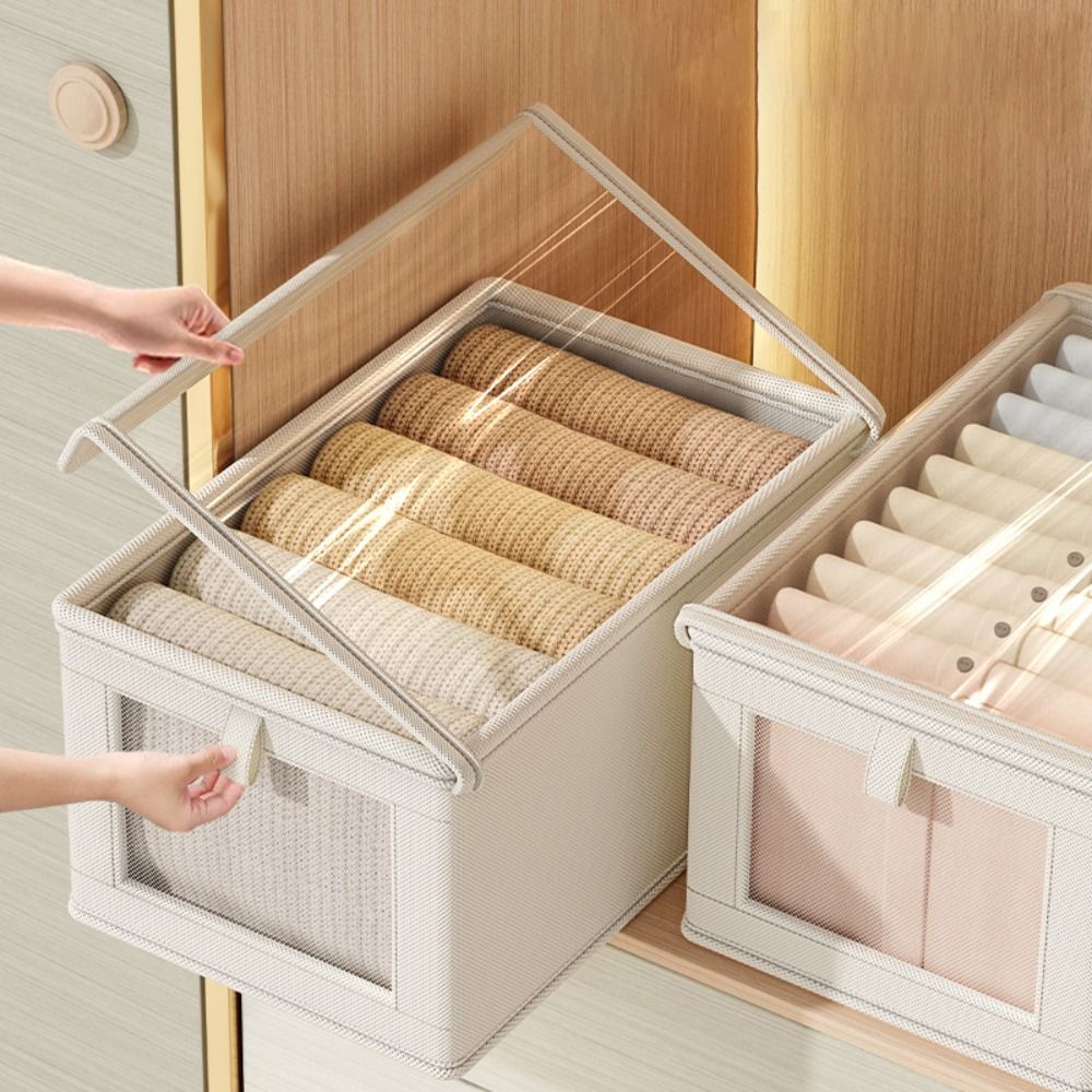 New Thicken Clothes Organizer Visual with Lid Storage Cabinets Dustproof Foldable Drawers Organizer