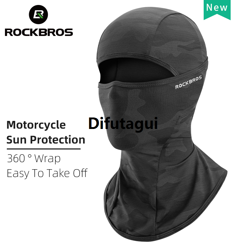 Difutagui ROCKBROS Sun Protection Balaclava Men Women Electric Bicycle Motorcycle Luxury Full Face Mask Ice Silk Headgear Cycling Spring Summer