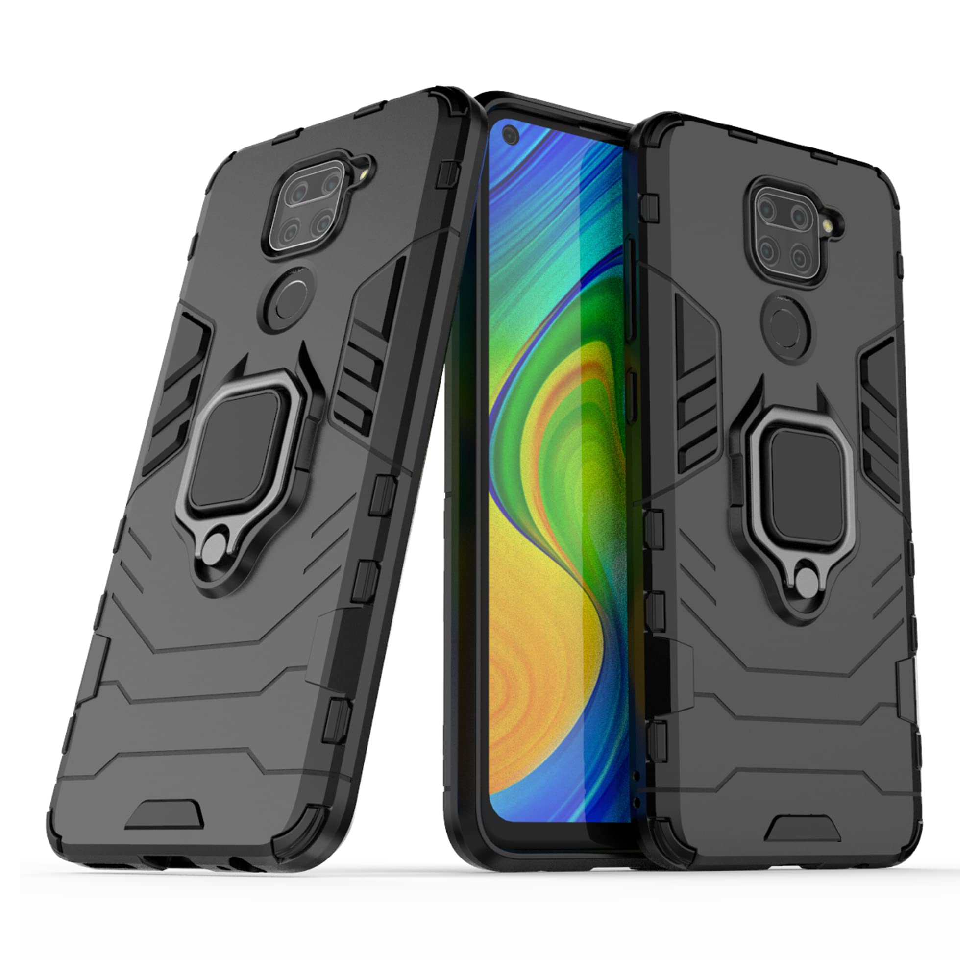 Ring Stand Shockproof Armor Case For Xiaomi Redmi Note 9