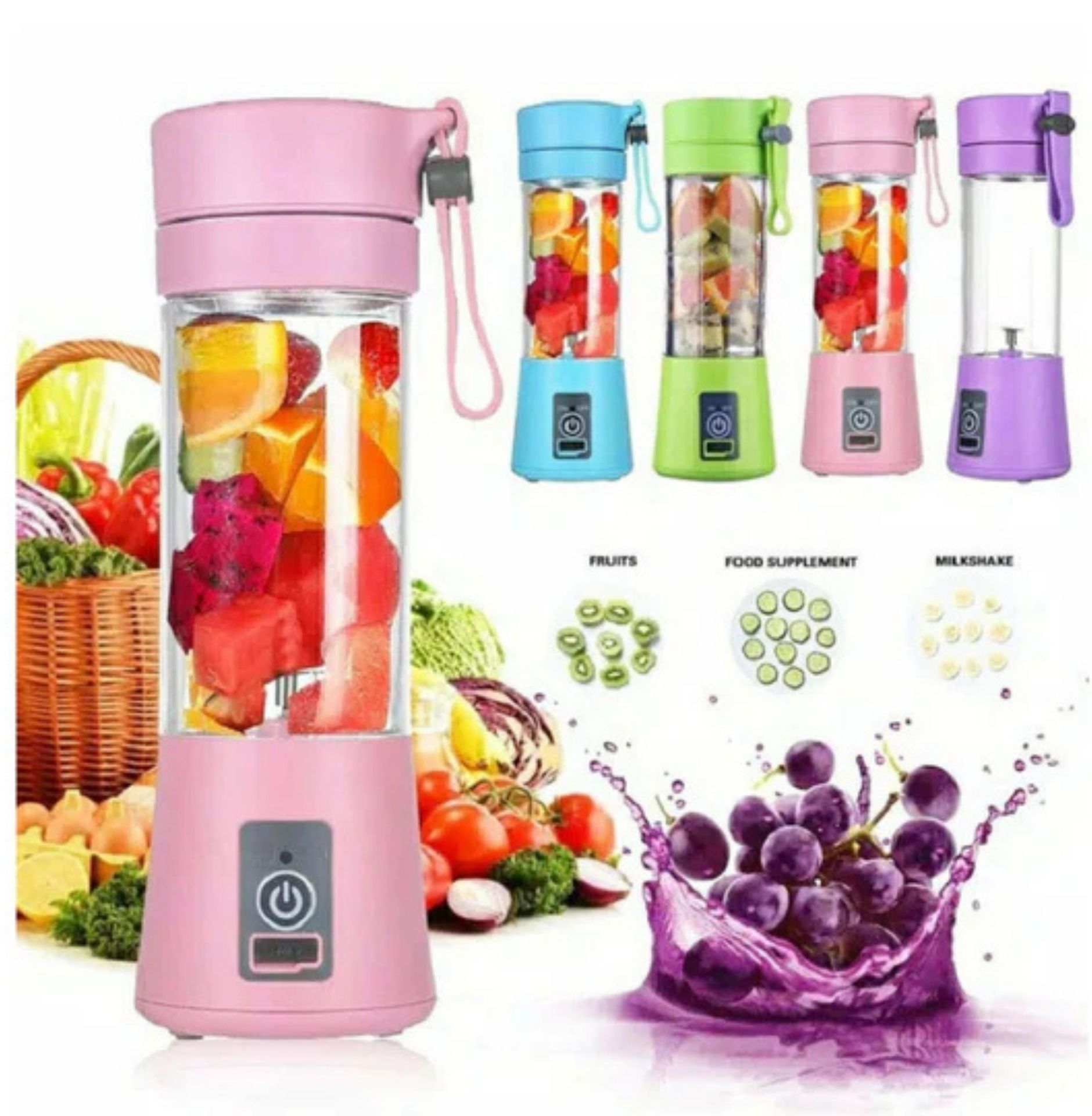6-Blade Mini USB Juicer - Portable, Powerful & Rechargeable Smoothie Maker