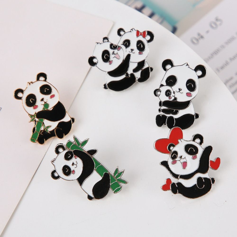Creative Giant Panda Alloy Brooch Chinese Style Scarf Buckle Cartoon Oil Dripping Women
