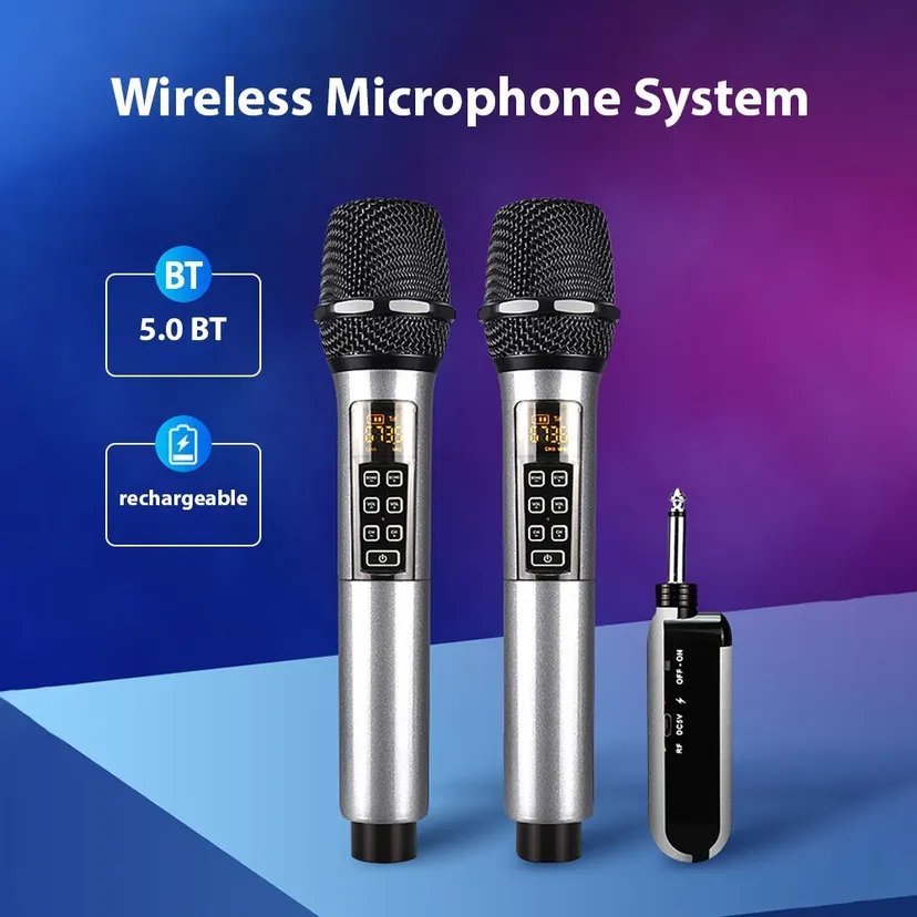 UHF Dynamic Wireless Microphone System D300 - 1 Receiver with 2 Microphone