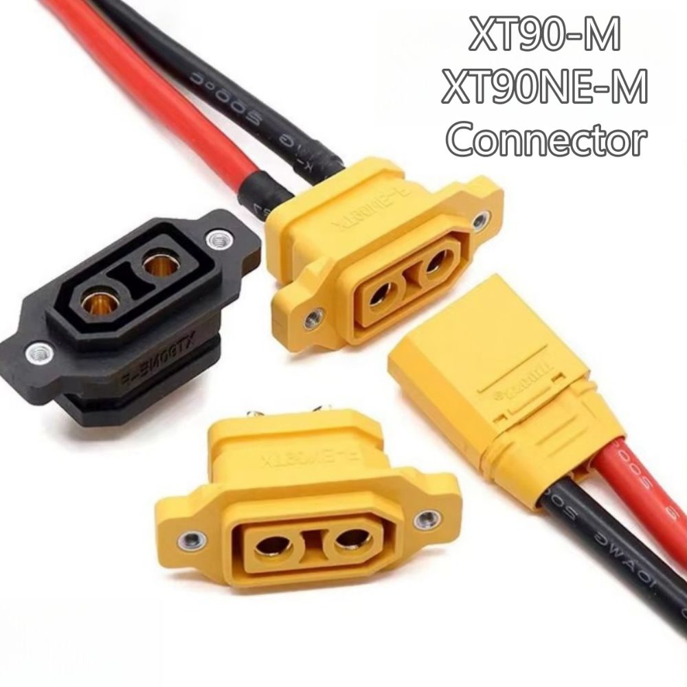 2pcs New Amass Lithium Battery Charging Connector Gold-plated Copper Black Yellow XT90NE Female Head East to Use XT90 Terminal Male for RC FPV Motor ESC