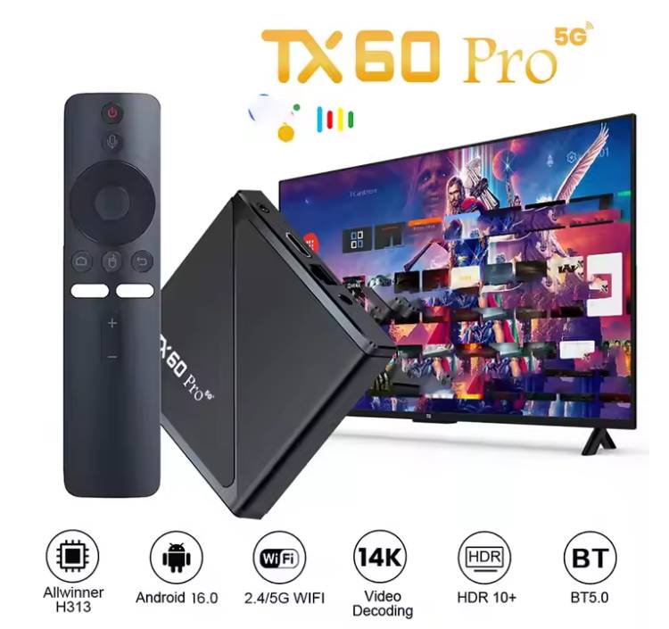 TX60 PRO ATV Android 16 New TV Box Allwinner H313 Upgrade 16G 256G 14K BT5.2 Dual WiFi6 Voice Remote Control