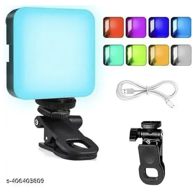 Portable RGB Pocket LED Selfie Video Light for Mobile Phone Laptop Clip Ring Flash Fill Video Photo Ringlight Photography Lamp Rechargeable Tiktok Content Creation Light